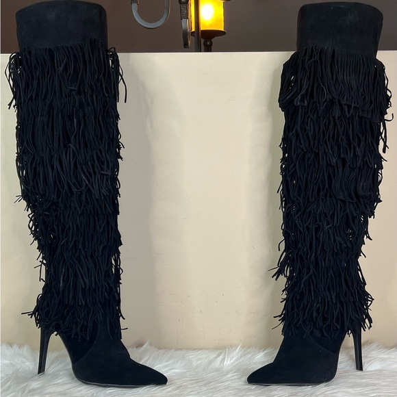 Jeffrey Campbell GoLightly Black Fringe Boot - Picture 8 of 9